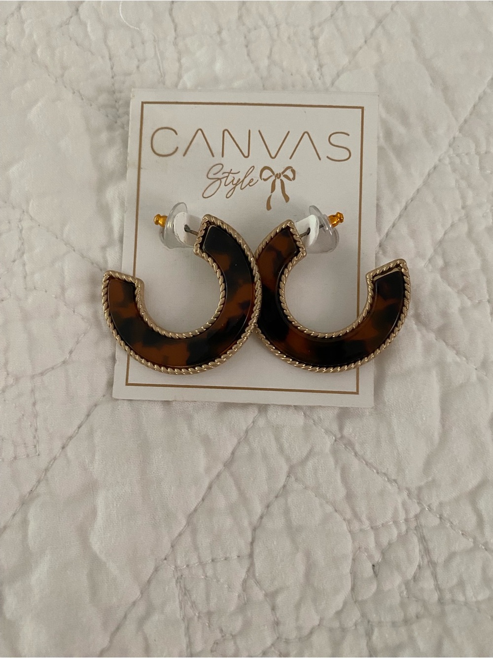 Canvas Style Tortoiseshell Earrings NEW